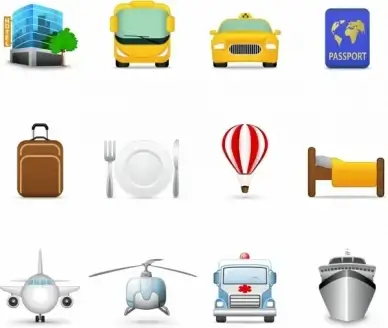 travel symbols icons collection colored objects design