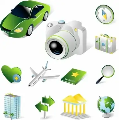travel design elements modern 3d symbols