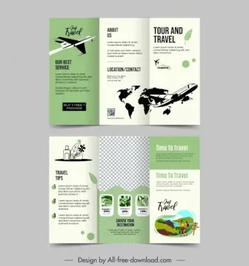 traveling brochure templates trifold airplanes tourist checkered decor