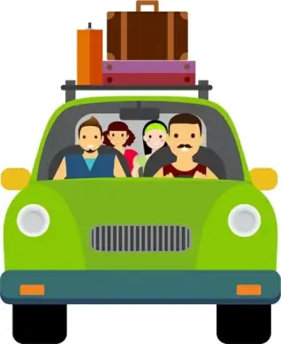 traveling people concept car and luggages design