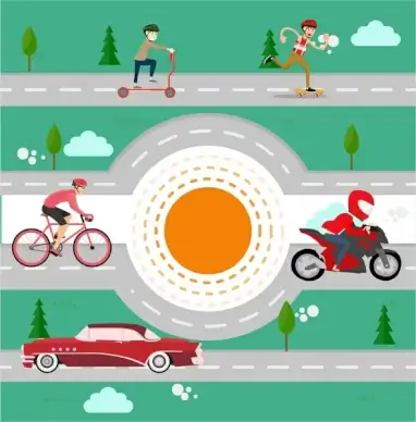 travelling vector illustration with various of means