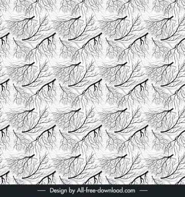 tree roots seamless pattern template repeating flat handdrawn sketch black white design 