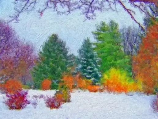 trees in the snow painting