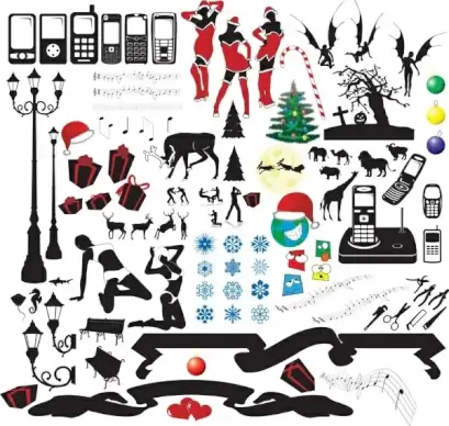 trend silhouette vector element set