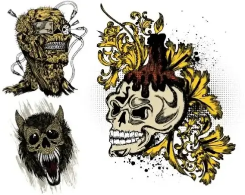 trend skull tshirt printed pattern vector