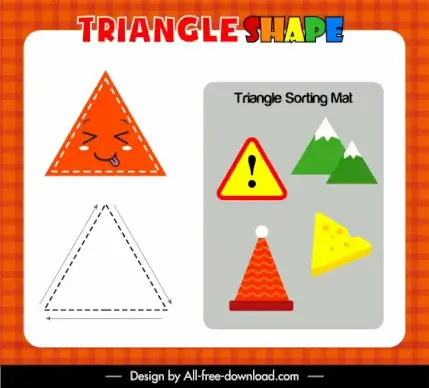 triangle educational game template colorful flat sketch
