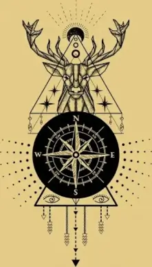 tribal background compass reindeer triangle sun icons sketch