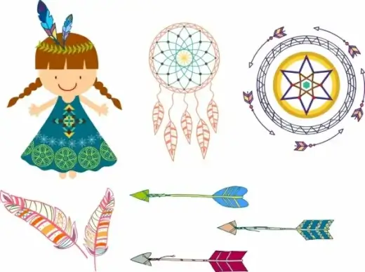 tribal design element various colored symbols sketch