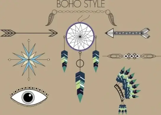 tribal design elements boho style symbols