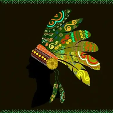 tribal human design colorful boho silhouette style