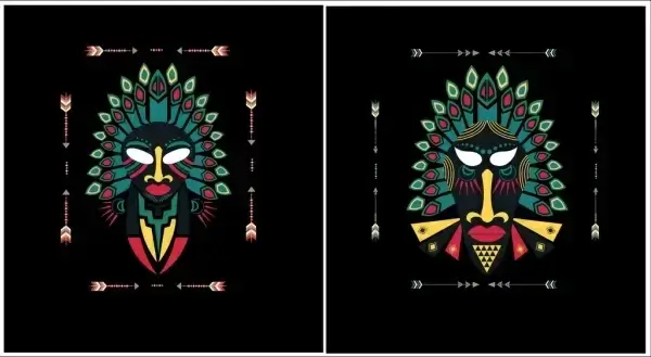tribal mask templates colorful design scary effect