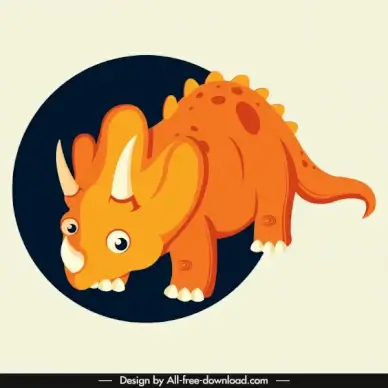 triceraptor dinaosaur icon cute cartoon character orange design