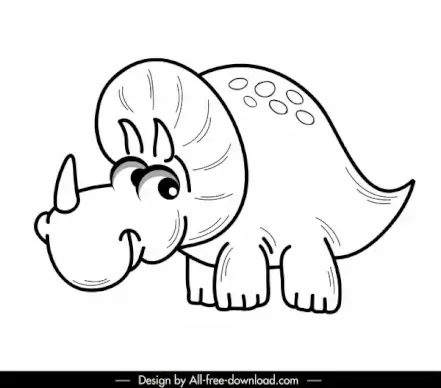 triceratop dinosaur icon cute handdrawn cartoon sketch