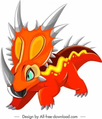 triceratops dinosaur icon colored cartoon character sketch