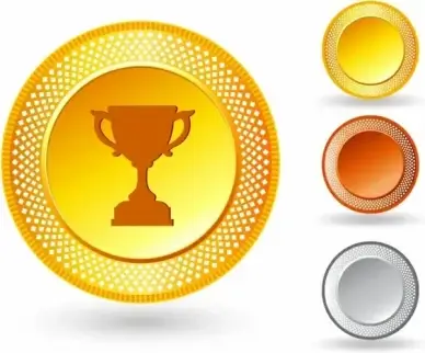 Trophy icon on button with metallic border