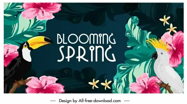 tropical forest background blooming flowers parrots sketch