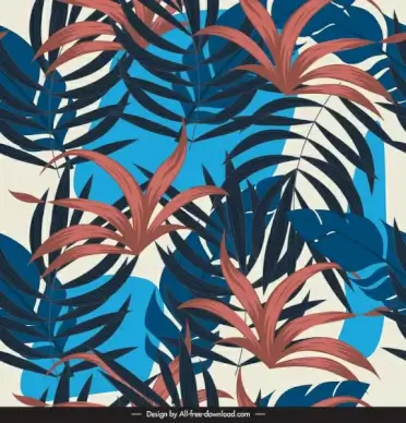 tropical leaves background colored classical handdrawn