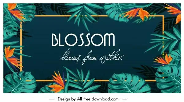 tropical nature background blossom flowers leaves decor