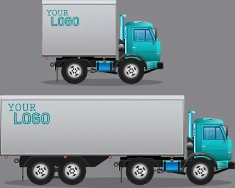 truck icons shiny colored design realistic decoration