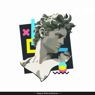 tshirt design elements david statue geometry decor