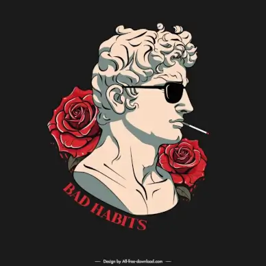 tshirt design elements funny smoking david roses