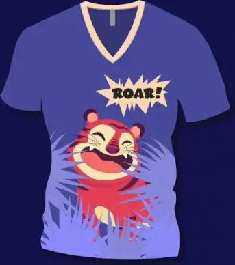 tshirt template cartoon tiger icon decor blue design
