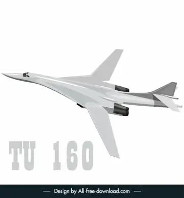 tu 160 bomber jet icon modern 3d outline