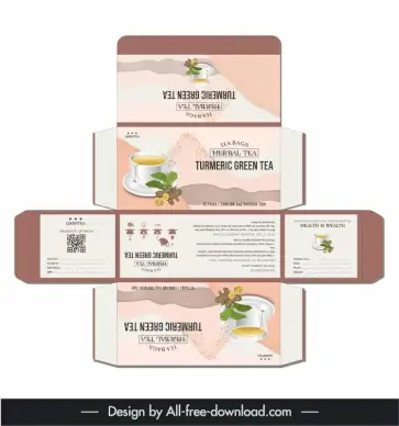  turmeric herbal tea packaging template elegant flat design 