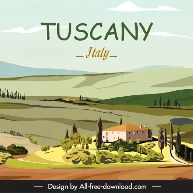 tuscany italy advertising banner countryside scenery sketch classical design 