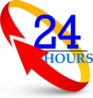 twenty four hours background 3d colored circle arrow