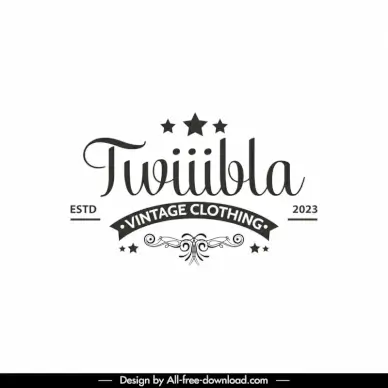 twiiibla logo symmetric retro texts star ribbon