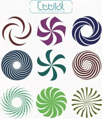 twisted decorated circles templates colored curved lines