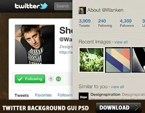Twitter Background GUI Photoshop PSD