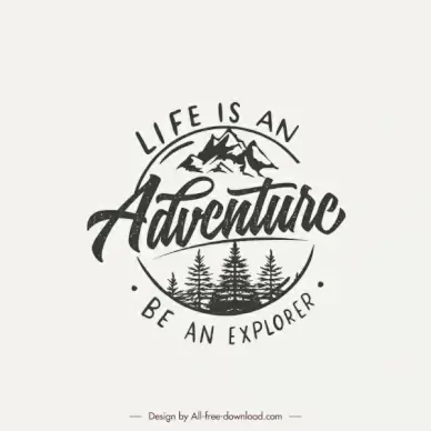 typographic quotation banner retro calligraphy nature elements sketch