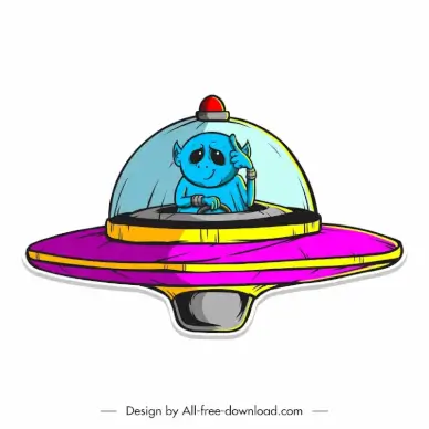 ufo alien icon handdrawn cartoon sketch