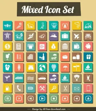 ui icons collection colorful classical flat sketch