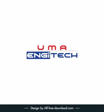 uma engitech logo template modern elegant flat red blue texts design