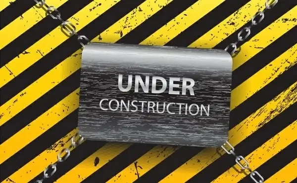 under construction template retro design lock chain icons