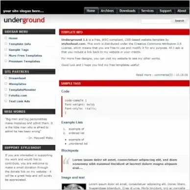 Under ground 1.1 Template