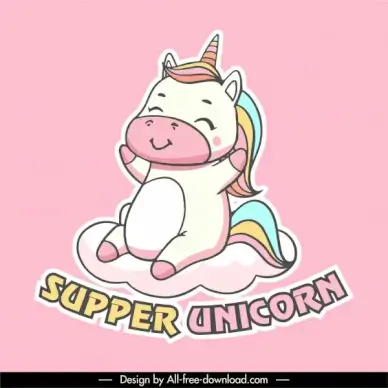 unicorn icon cute tiny horse sketch colorful handdrawn