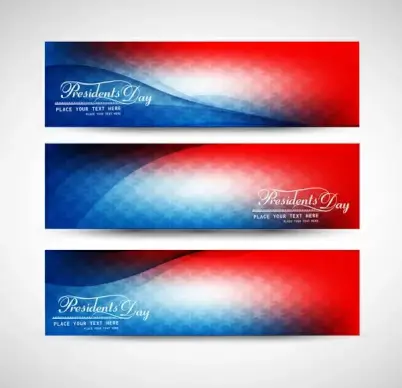 united states of america in president day for beautiful wave header set vector illustration