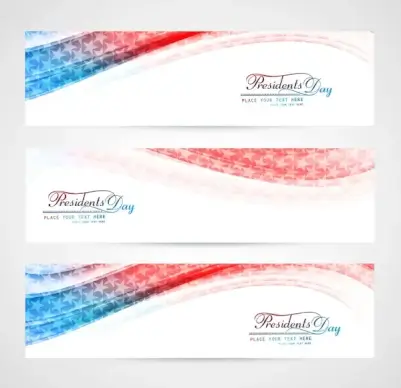 united states of america in president day for beautiful wave header set vector illustration