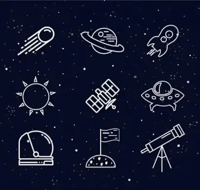 universe design elements white silhouette sketch