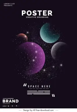 universe poster template modern dark twinkling decor