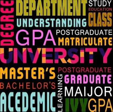 university backdrop colorful capital texts decoration modern design