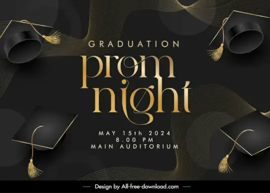university graduation party backdrop template modern dynamic 3d hats