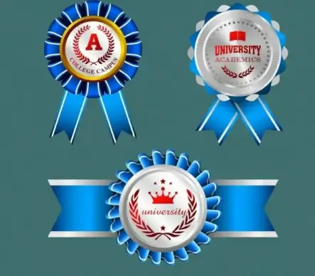 university medal templates shiny blue red decoration