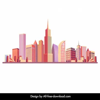 urban city design elements modern high buildings 3d sketch