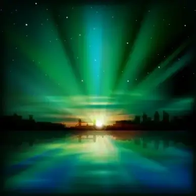 urban sunrise landscape vector