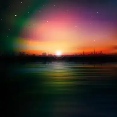 urban sunrise landscape vector